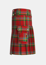 Utility_Crubin_Plaid_MacPherson_Tartan_3854_kilt_left_image_with_pleated_design_and_adjustable_buckles_for_men