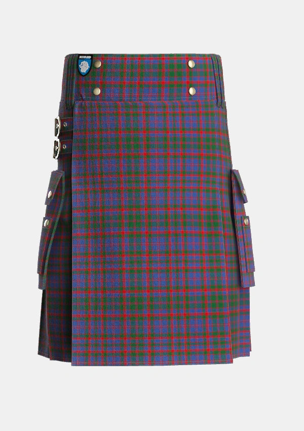 Utility_Cumming_1810_Tartan_508_kilt_front_image_with_pleated_design_and_adjustable_buckles_for_men