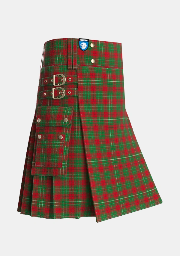 Utility_Cumming_1850_Tartan_1157_kilt_side_image_with_pleated_design_and_adjustable_buckles_for_men