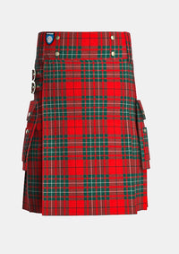 Utility_Cumming_Red_Modern_Tartan_kilt_front_image_with_pleated_design_and_adjustable_buckles_for_men
