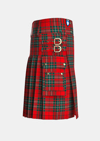 Utility_Cumming_Red_Modern_Tartan_kilt_right_image_with_pleated_design_and_adjustable_buckles_for_men