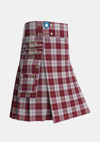 Utility_Cunningham_Dress_Burgundy_Dance_Tartan_1873_kilt_side_image_with_pleated_design_and_adjustable_buckles_for_men