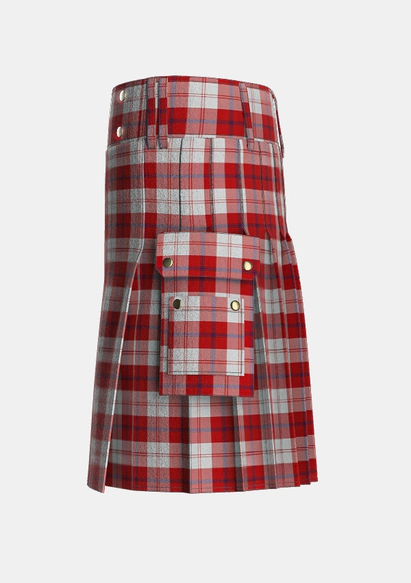 Utility_Cunningham_Dress_Tartan_563_kilt_left_image_with_pleated_design_and_adjustable_buckles_for_men