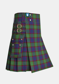 Utility_Cunningham_Hunting_Tartan_1972_kilt_side_image_with_pleated_design_and_adjustable_buckles_for_men