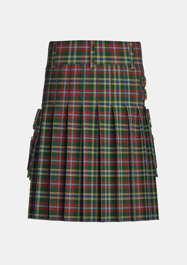 Utility_Currie_of_Arran_Tartan_499_kilt_back_image_with_pleated_design_and_adjustable_buckles_for_men