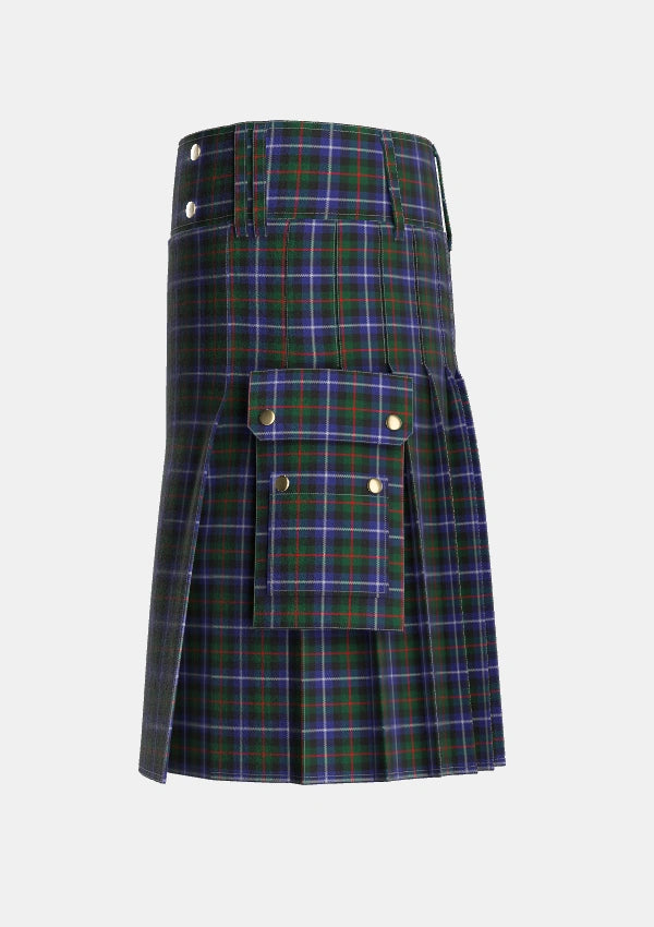 Utility_Dalmeny_1_Tartan_1480_kilt_left_image_with_pleated_design_and_adjustable_buckles_for_men