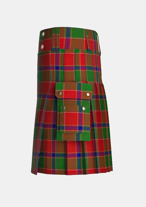 Utility_Dalriada_Tartan_11019_kilt_left_image_with_pleated_design_and_adjustable_buckles_for_men