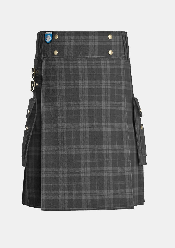 Utility_Dark_Island_Tartan_5832_kilt_front_image_with_pleated_design_and_adjustable_buckles_for_men