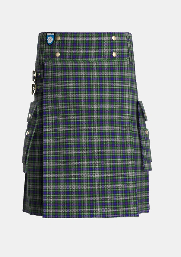 Utility_Davidson_of_Tulloch_Dress_2_Tartan_4194_kilt_front_image_with_pleated_design_and_adjustable_buckles_for_men