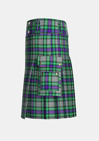 Utility_Davidson_of_Tulloch_Dress_Tartan_kilt_left_image_with_pleated_design_and_adjustable_buckles_for_men