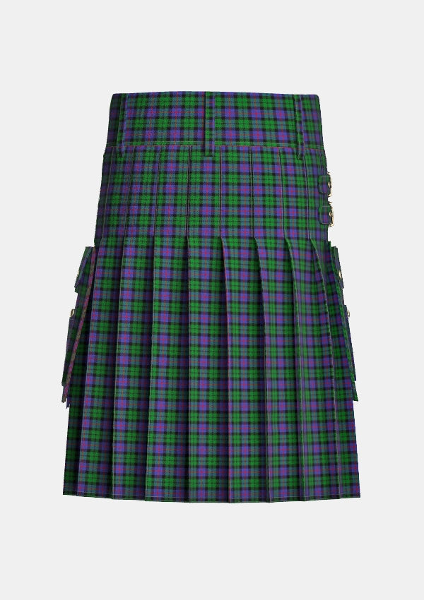 Utility_Denholm_Tartan_1084_kilt_back_image_with_pleated_design_and_adjustable_buckles_for_men