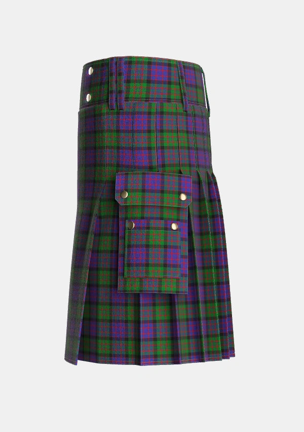 Utility_Denovan_The_Lairdship_of_Personal_Tartan_36_kilt_left_image_with_pleated_design_and_adjustable_buckles_for_men