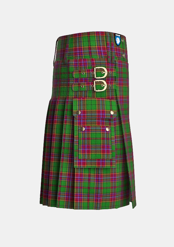 Utility_Derbyshire_Tartan_11306_kilt_right_image_with_pleated_design_and_adjustable_buckles_for_men