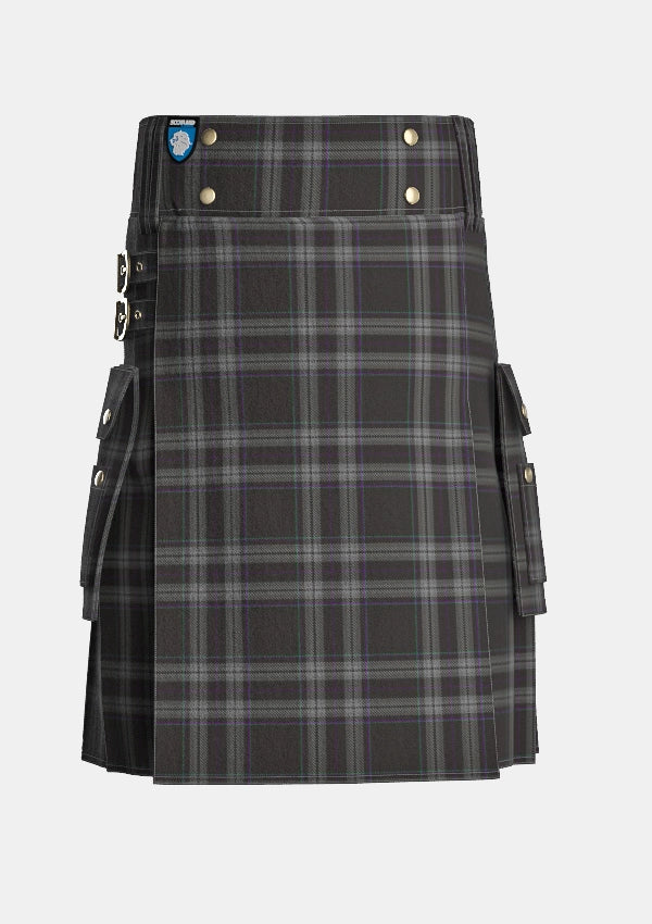 Utility_Devlin_H_Family_Tartan_13900_kilt_front_image_with_pleated_design_and_adjustable_buckles_for_men
