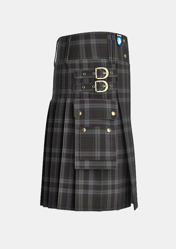 Utility_Devlin_H_Family_Tartan_13900_kilt_right_image_with_pleated_design_and_adjustable_buckles_for_men