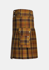 Utility_Digital_Gold_Tartan_12206_kilt_left_image_with_pleated_design_and_adjustable_buckles_for_men