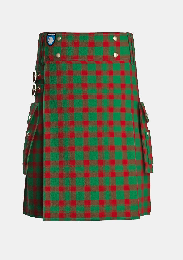 Utility_Donachie_Tartan_6138_kilt_front_image_with_pleated_design_and_adjustable_buckles_for_men