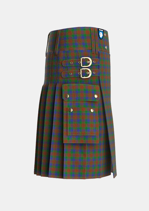 Utility_Dorward_Dogwood_Tartan_2533_kilt_right_image_with_pleated_design_and_adjustable_buckles_for_men