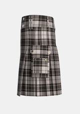 Utility_Douglas_Gray_Tartan_kilt_left_image_with_pleated_design_and_adjustable_buckles_for_men