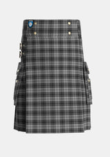 Utility_Douglas_Grey_Vestiarium_Scoticum_Tartan_1127_kilt_front_image_with_pleated_design_and_adjustable_buckles_for_men