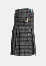 Utility_Drummond_Grey_Tartan_1125_kilt_right_image_with_pleated_design_and_adjustable_buckles_for_men