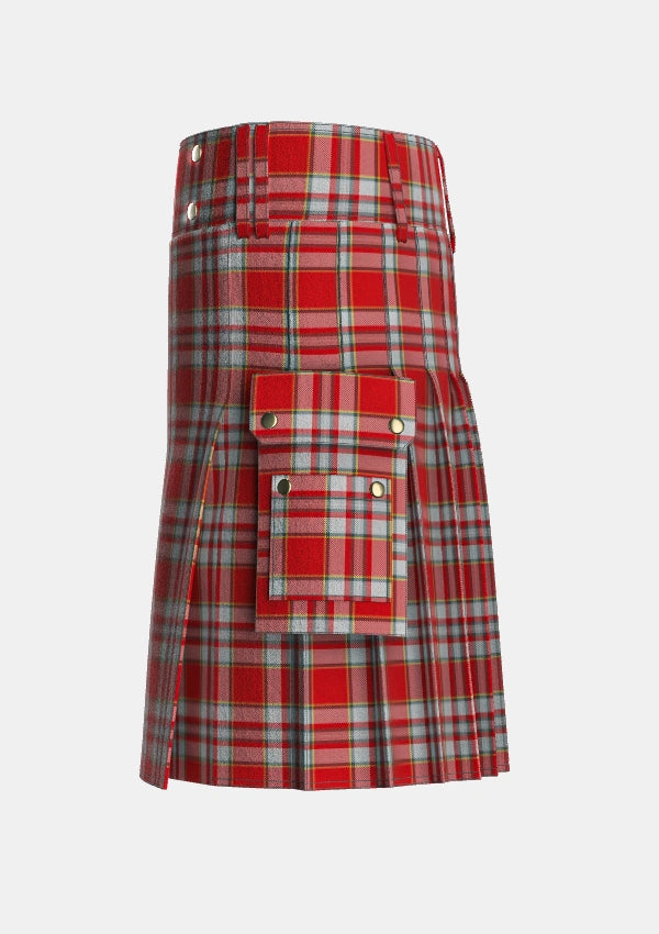 Utility_Drummond_of_Perth_Dress_3_Tartan_1720_kilt_left_image_with_pleated_design_and_adjustable_buckles_for_men