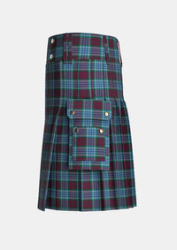 Utility_DunBroch_Tartan_10641_kilt_left_image_with_pleated_design_and_adjustable_buckles_for_men