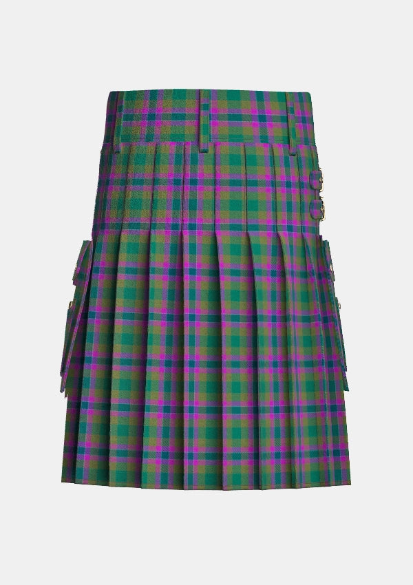 Utility_Dunans_Rising_Tartan_10821_kilt_back_image_with_pleated_design_and_adjustable_buckles_for_men