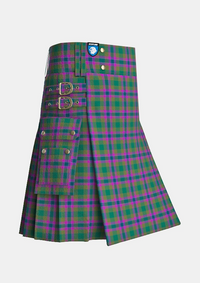 Utility_Dunans_Rising_Tartan_10821_kilt_side_image_with_pleated_design_and_adjustable_buckles_for_men