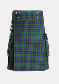 Utility_Dundas_3_Tartan_1041_kilt_front_image_with_pleated_design_and_adjustable_buckles_for_men