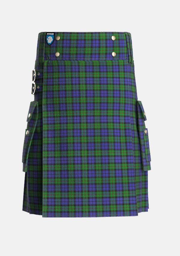Utility_Dundas_3_Tartan_1041_kilt_front_image_with_pleated_design_and_adjustable_buckles_for_men