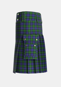 Utility_Dundas_3_Tartan_1041_kilt_left_image_with_pleated_design_and_adjustable_buckles_for_men