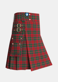 Utility_Dundas_Red_Tartan_237_kilt_side_image_with_pleated_design_and_adjustable_buckles_for_men
