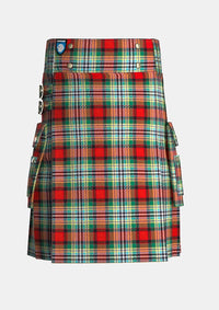 Utility_Dundee_tartan_844_kilt_front_image_with_pleated_design_and_adjustable_buckles_for_men