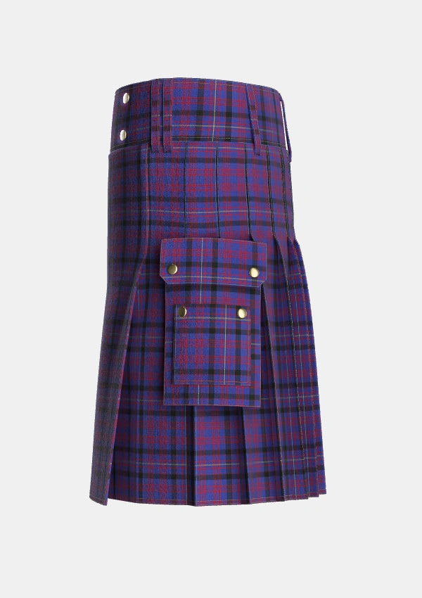 Utility_Dundonald_Tartan_7118_kilt_left_image_with_pleated_design_and_adjustable_buckles_for_men