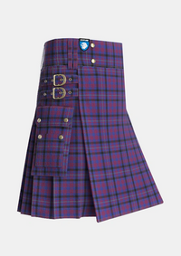 Utility_Dundonald_Tartan_7118_kilt_side_image_with_pleated_design_and_adjustable_buckles_for_men