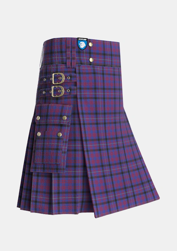 Utility_Dundonald_Tartan_7118_kilt_side_image_with_pleated_design_and_adjustable_buckles_for_men