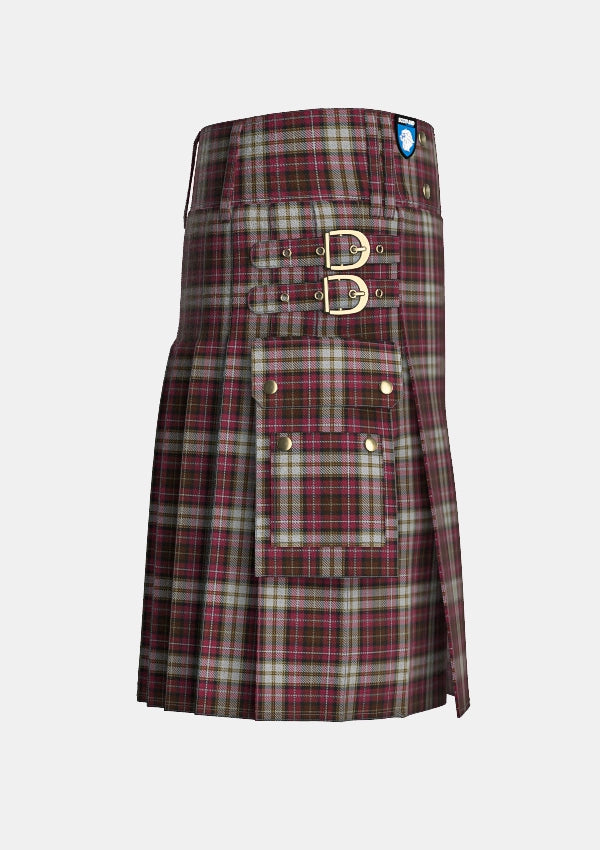 Utility_Dunkeld_Tartan_2423_kilt_right_image_with_pleated_design_and_adjustable_buckles_for_men