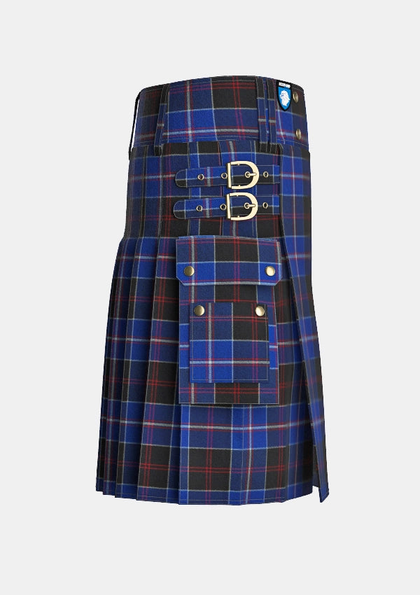 Utility_Dunlop_tartan_1197_kilt_right_image_with_pleated_design_and_adjustable_buckles_for_men
