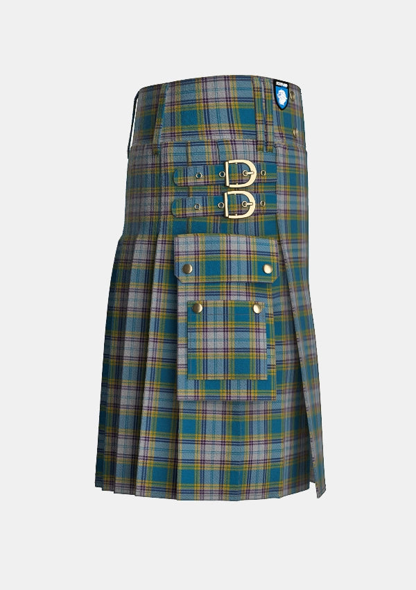 Utility_Dunn_tartan_6481_kilt_right_image_with_pleated_design_and_adjustable_buckles_for_men