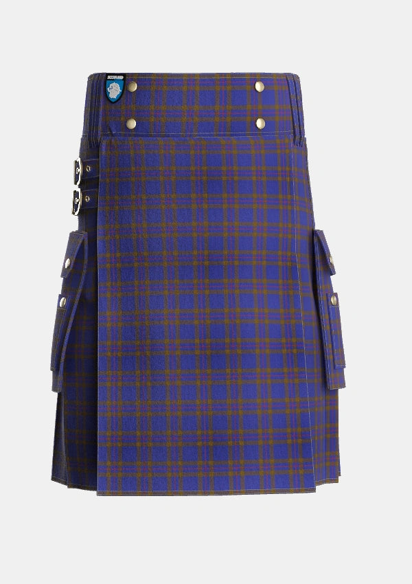 Utility_Elliot_2_Tartan_596_kilt_front_image_with_pleated_design_and_adjustable_buckles_for_men
