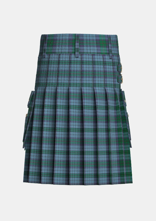 Utility_Ellis_tartan_6166_kilt_back_image_with_pleated_design_and_adjustable_buckles_for_men
