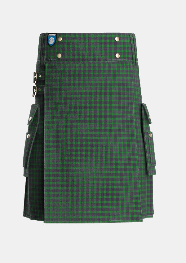 Utility_Elphinstone_Tartan_115_kilt_front_image_with_pleated_design_and_adjustable_buckles_for_men