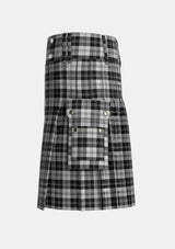 Utility_Erskine_Black_and_White_Tartan_1246_kilt_left_image_with_pleated_design_and_adjustable_buckles_for_men
