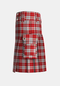 Utility_Erskine_Red_Tartan_1700_kilt_left_image_with_pleated_design_and_adjustable_buckles_for_men