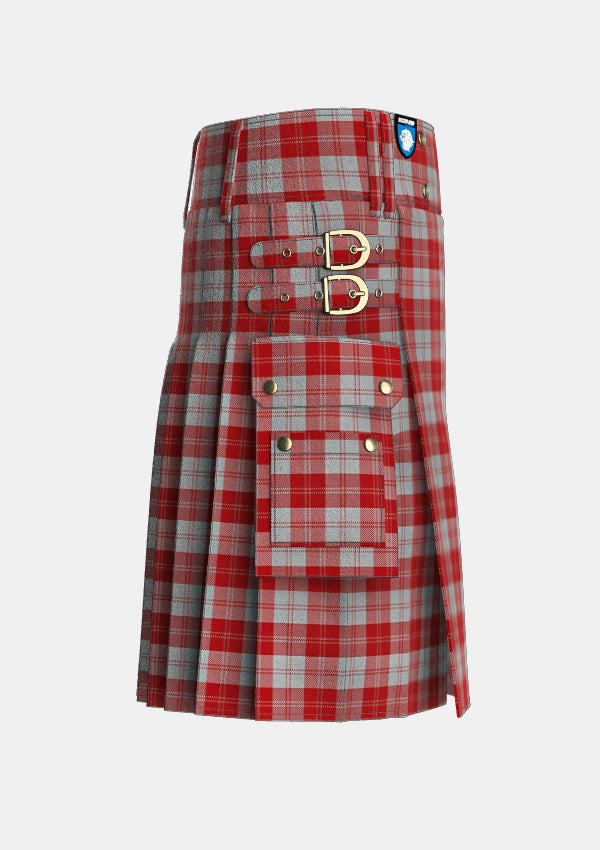 Utility_Erskine_Red_Tartan_1700_kilt_right_image_with_pleated_design_and_adjustable_buckles_for_men