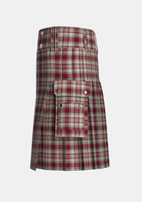 Utility_Etive_Burgundy_Tartan_7576_kilt_left_image_with_pleated_design_and_adjustable_buckles_for_men