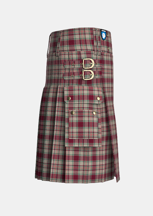 Utility_Etive_Burgundy_Tartan_7576_kilt_right_image_with_pleated_design_and_adjustable_buckles_for_men