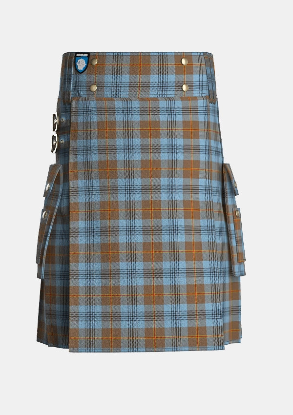 Utility_Falkirk_Tartan_2347_kilt_front_image_with_pleated_design_and_adjustable_buckles_for_men