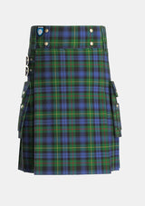 Utility_Farquharson_Vestiarium_Scoticum_or_MacEwen_MacEwan_Tartan_1967_kilt_front_image_with_pleated_design_and_adjustable_buckles_for_men